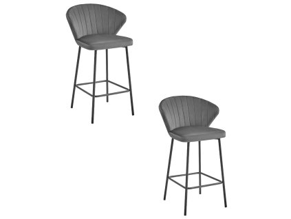 Hocker GATTA - tmavě šedý samet / černé nohy x 2