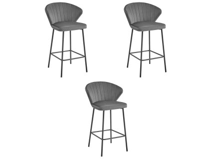 Hocker GATTA - tmavě šedý samet / černé nohy x 3