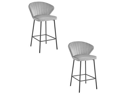 GATTA hocker - stříbrný šedý samet / černé nohy x 2