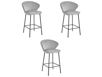 "GATTA hocker - stříbrošedý samet / černé nohy x 3"