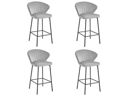 GATTA hocker - stříbrný šedý samet / černé nohy x 4