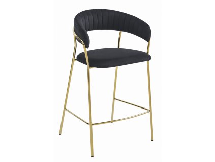 Hocker BADIA - černý samet / zlaté nohy x 1
