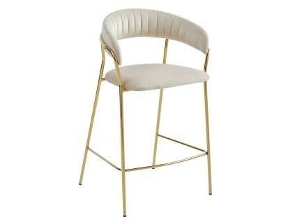 Hocker BADIA - béžový samet / zlaté nohy x 1