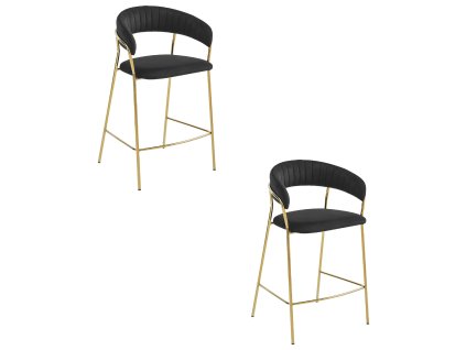 Hocker BADIA - černý samet / zlaté nohy x 2