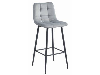 Hocker ARCETO - stříbrošedý samet / černé nohy x 1