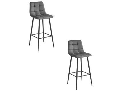 Hocker ARCETO - tmavě šedý samet / černé nohy x 2