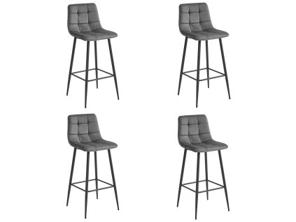 Hocker ARCETO - tmavě šedý samet / černé nohy x 4