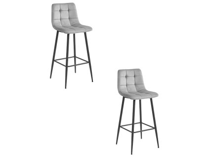 Hocker ARCETO - stříbrošedý samet / černé nohy x 2
