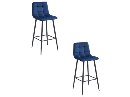 "Hocker ARCETO - tmavě modrý samet / černé nohy x 2"