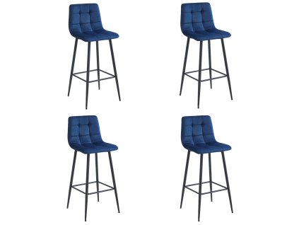 Hocker ARCETO - tmavě modrý samet / černé nohy x 4