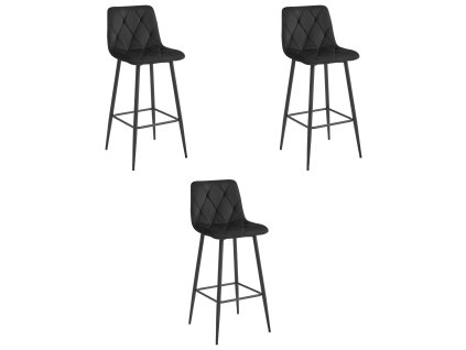"NADO hocker - černý samet / černé nohy x 3"