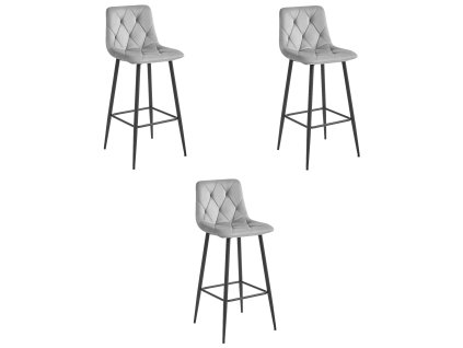 "NADO hocker - stříbrošedý samet / černé nohy x 3"