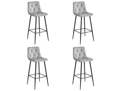 NADO hocker - stříbrošedý samet / černé nohy x 4