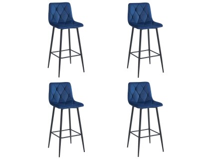 Hocker NADO - tmavě modrý samet / černé nohy x 4