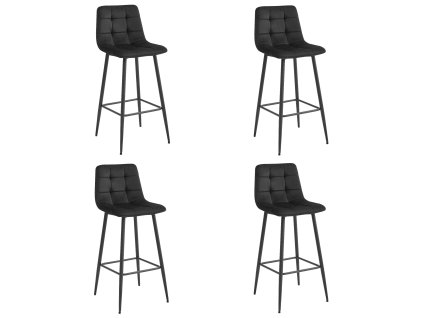 Hocker ARCETO - černý samet / černé nohy x 4