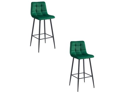 "Hocker ARCETO - tmavě zelený samet / černé nohy x 2"