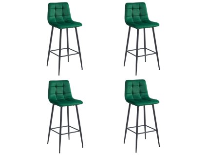Hocker ARCETO - tmavě zelený samet / černé nohy x 4
