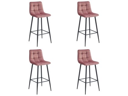 Hocker ARCETO - tmavě růžový samet / černé nohy x 4