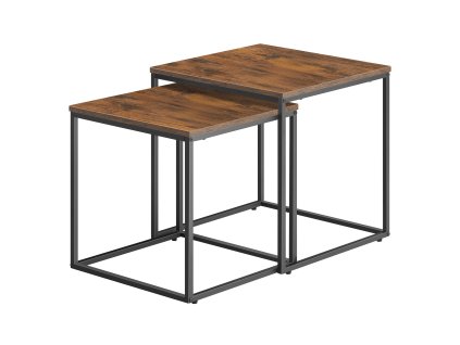 Konferenční stolek čtvercový 2ks - rustikální / černé nohy