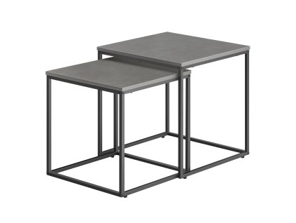 Konferenční stolek čtvercový 2ks - beton / černé nohy