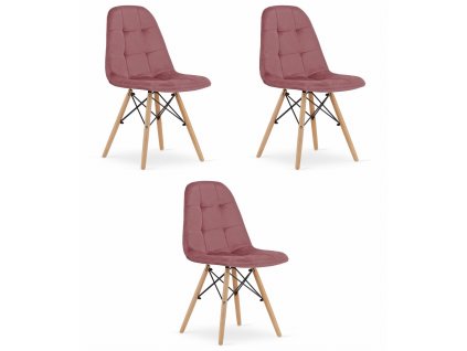 Židle DUMO - tmavě růžový samet x 3