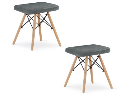 Stolička WERK - šedá látka / přírodní nohy x 2