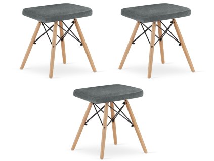 Stolička WERK - šedá látka / přírodní nohy x 3