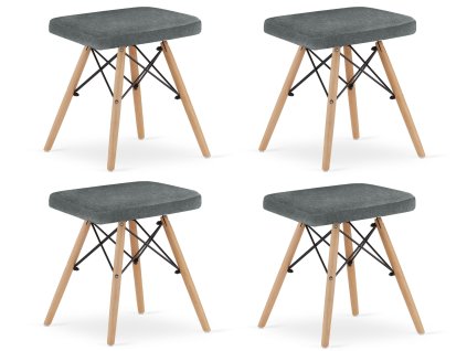 Stolička WERK - šedá látka / přírodní nohy x 4