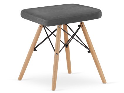 Stolička WERK - šedý samet / přírodní nohy x 1