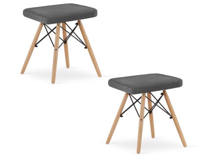 Stolička WERK - šedý samet / přírodní nohy x 2