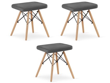 Stolička WERK - šedý samet / přírodní nohy x 3