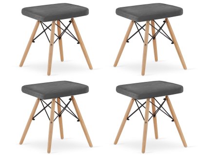 Stolička WERK - šedý samet / přírodní nohy x 4