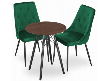 Kulatý stůl TODI 60 jasan + 2 židle IMOLA zelená