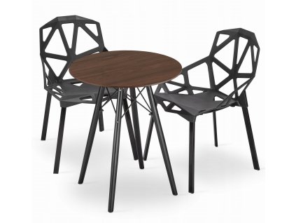 Kulatý stůl TODI 60 jasan + 2 židle ESSEN černá