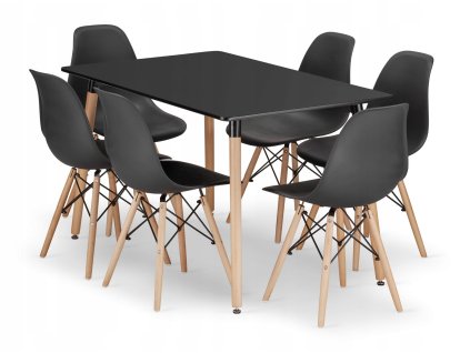 Obdélníková stolová sestava ADRIA 120x80 černá + 6 židlí OSAKA černá
