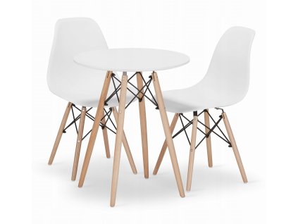 Kulatý stůl TODI 60 bílý + 2 židle OSAKA bílé