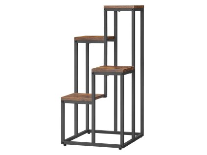 Knihovna Flowerbed 4 police - rustikální / černé nohy