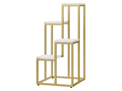 Knihovna Flowerbed 4 police - mramor / zlaté nohy