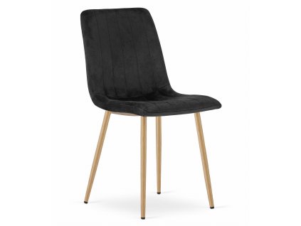 Židle LAVA - černý samet / nohy v barvě dřeva x 1