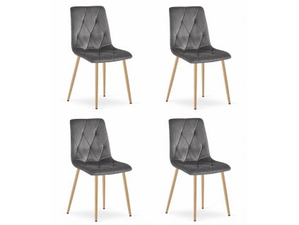 Židle LIBRA - tmavě šedý samet / nohy v barvě dřeva x 4