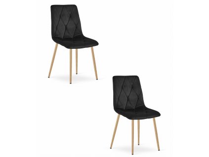 Židle LIBRA - černý samet / nohy v barvě dřeva x 2