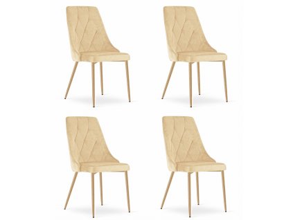 Židle IMOLA - béžový samet / nohy v barvě dřeva x 4