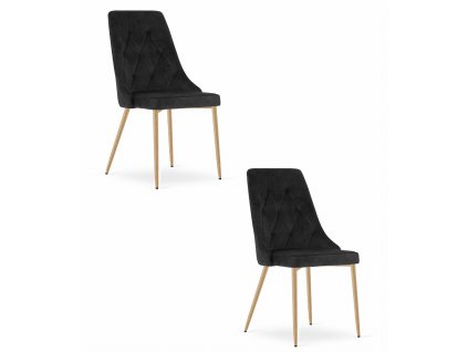 Židle IMOLA - černý samet / nohy v barvě dřeva x 2