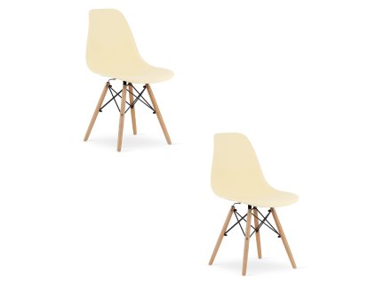 Židle OSAKA krémová / přírodní nohy x 2