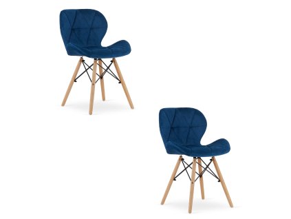 Sametová židle LAGO - tmavě modrá x 2