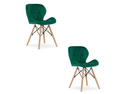 Sametová židle LAGO - zelená x 2