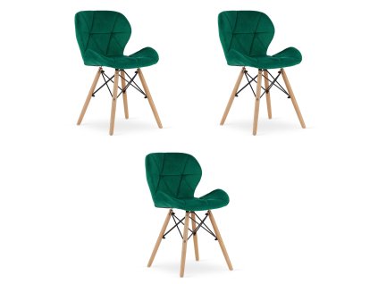 Sametová židle LAGO - zelená x 3