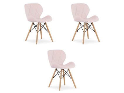 Židle LAGO Velvet - růžová x 3