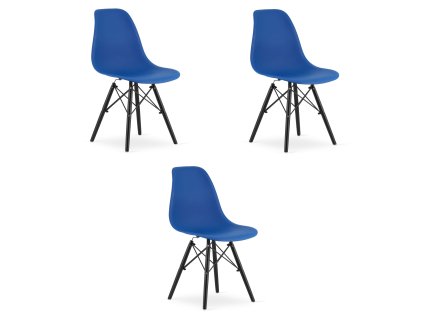 Židle OSAKA modrá / nohy černé x 3