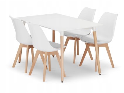 Obdélníková stolová sestava ADRIA 120x80 bílá + 4 židle MARK bílá